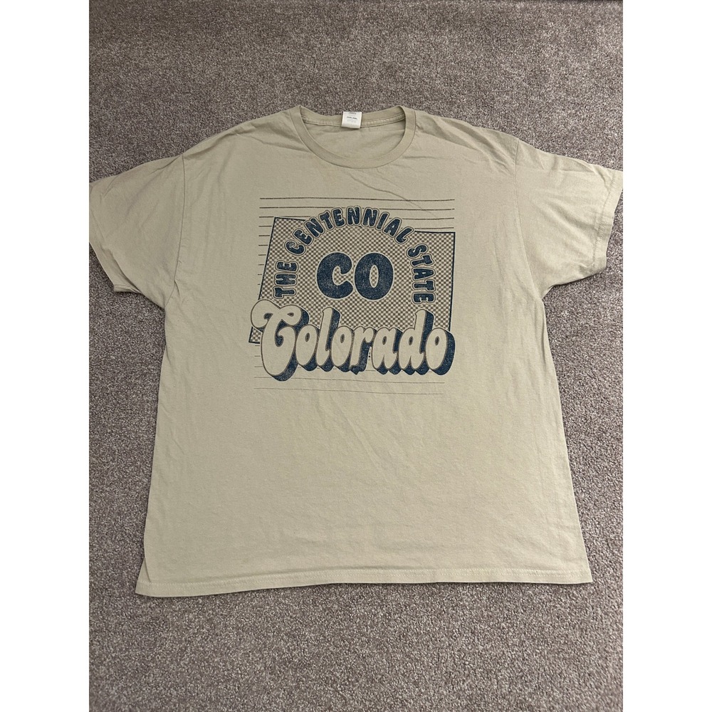 Hanes Colorado Graphic Tee Mens XL Tan Excellent Centennial State Retro Souvenir